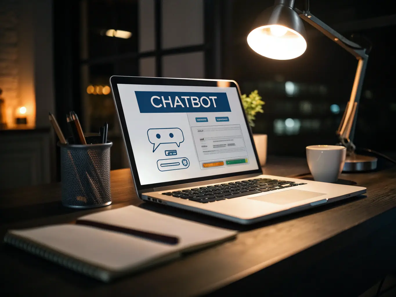 A friendly chatbot interface on a website, assisting a customer with their inquiries, with a clean and modern design.